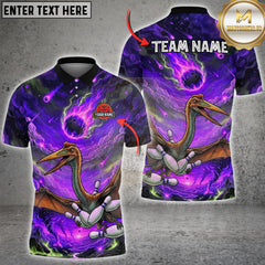 Maxcorners Bowling Pterodactyl Sky Inferno Impact Multioptions Customized Name, Team Name 3D Shirt (5 Colors)