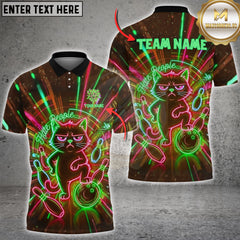 Maxcorners Bowling Neon Grumpy Cat Hate People Art Multioptions Customized Name, Team Name 3D Shirt (5 Colors)