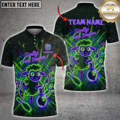Maxcorners Bowling Neon Dolly the Bowler Sheep Illustration Multioptions Customized Name, Team Name 3D Shirt (5 Colors)