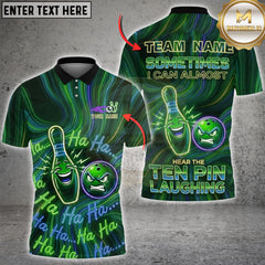 Maxcorners Bowling Neon Laughing Pin & Ball Graphic Multioptions Customized Name, Team Name 3D Shirt (5 Colors)