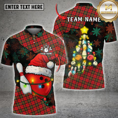 Maxcorners Christmas Bowling Tree Multioptions Customized Name, Team Name 3D Shirt (4 Colors)