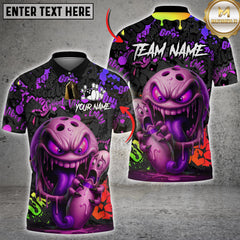 Maxcorners Bowling Monster Graffiti Style Multioptions Customized Name, Team Name 3D Shirt (4 Colors)