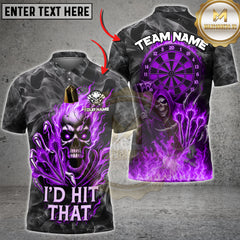 Maxcorners Flame Skull "I'd Hit That" Multicolors Customized Name, Team Name 3D Shirts (4 Colors)