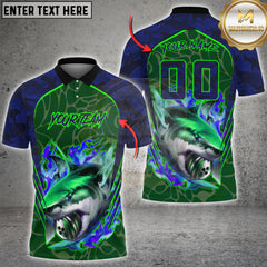 Maxcorners Bowling Shark Bite Flame Graphic Multioptions Customized Name, Team Name 3D Shirt (5 Colors)