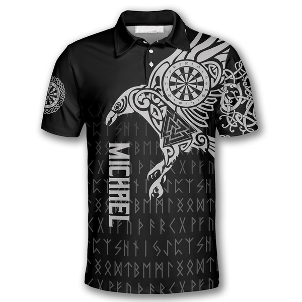 Maxcorners The Raven Of Odin Viking Tattoo Darts Personalized Name And Team Name 3D Shirt