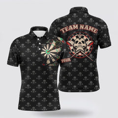 MaxCorners Darts Darts Skull Crossed Pattern Customized Name, Team Name 3D Polo Shirt For Men