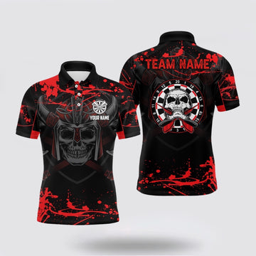 MaxCorners Darts Warrior Skul Customized Name, Team Name 3D Polo Shirt For Men