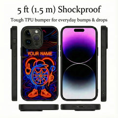 Maxcorners Darts Neon Glowing Mascot Character Retro Abstract Personalized Name 3D Phone Case