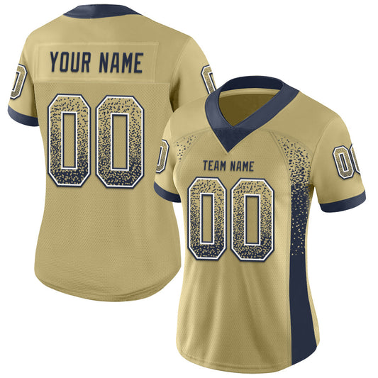 Maxcorners Custom Vegas Gold Navy-White Drift Fashion Football Jersey LM2605