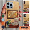 (5 Colors) Maxcorners Personalized Funny Office Frog Phone Case with Employee of the Month Sign, Coffee Mug, Paperwork and Custom Name