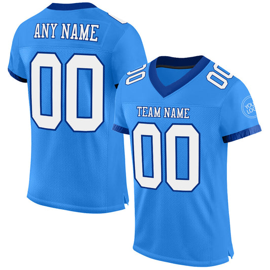Maxcorners Custom Powder Blue White-Royal Mesh Authentic Classic Football Jersey LM2605