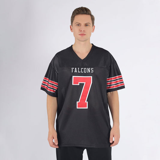 Maxcorners Custom Black Red-White Mesh Authentic Classic Football Jersey LM2605