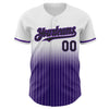 Maxcorners Custom White Pinstripe Black-Purple Authentic Fade Fashion Baseball Jersey LM2605
