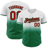 Maxcorners Custom White Pinstripe Red-Kelly Green Authentic Fade Fashion Baseball Jersey LM2605