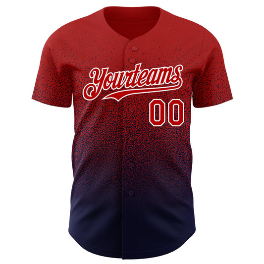 Maxcorners Custom Red Navy-White Authentic Fade Fashion Baseball Jersey LM2605