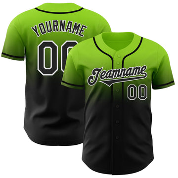 Maxcorners Custom Neon Green Black-White Authentic Fade Fashion Baseball Jersey LM2605