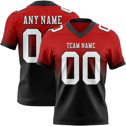 Maxcorners Custom Red White-Black Authentic Fade Fashion Football Jersey LM2605