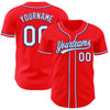 Maxcorners Custom Fire Red White-Royal Authentic Baseball Jersey LM2605