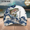 Maxcorners Vintage Wave Splash Artwork Custom Name Fishing Cap