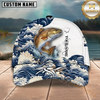 Maxcorners Vintage Wave Splash Artwork Custom Name Fishing Cap