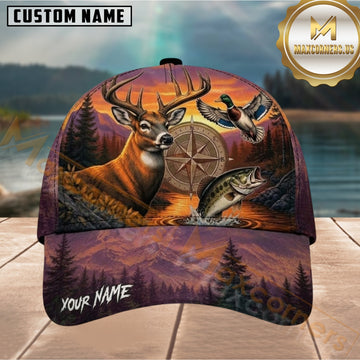 Maxcorners Purple Orange Sunset Wildlife Customized Name 3D Cap