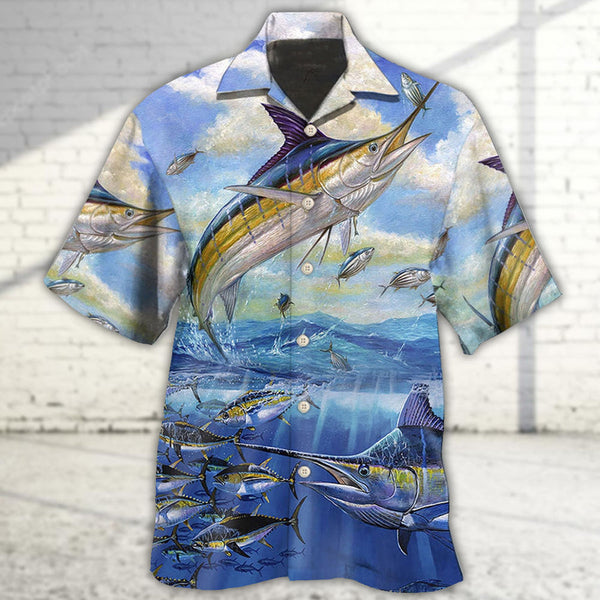 Maxcorners Fishing Ocean Blue Sky Freedom Hawaiian Shirt