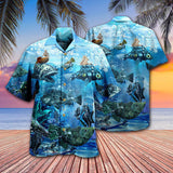 Maxcorners Fishing Ocean Undersea Steampunk Fish Hawaiian Shirt