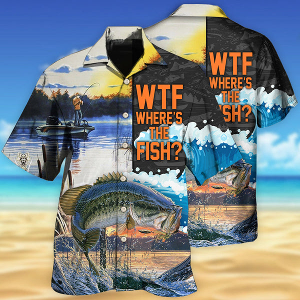 Maxcorners Fishing We’re Going Fishing Where's The Fish Hawaiian Shirt