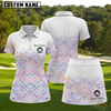 Maxcorners Pastel Mermaid Scale Ombre Personalized Name 3D Golf Shirt and Skirt