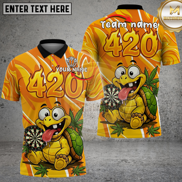 Maxcorners Crazy Cartoon Turtle Fire 420 Leaf Cannabis Multicolor Options Personalized Name, Team Name 3D Shirt .