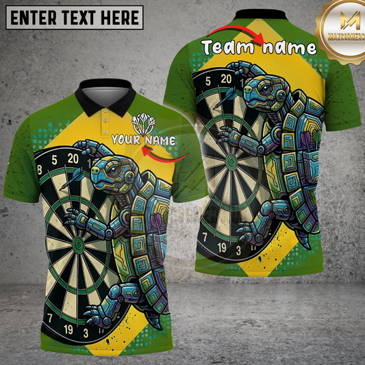 Maxcorners Darts Cyberpunk Robot Turtle Dartboard Neon Multicolor Options Personalized Name, Team Name 3D Shirt (4 Colors).