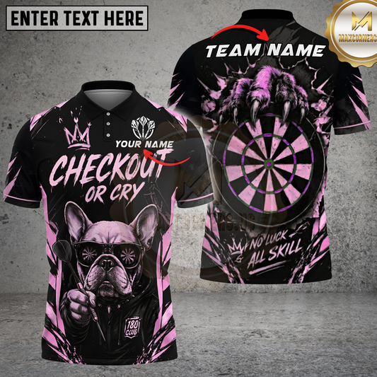 Maxcorners French Bulldog Checkout Or Cry Dartboard Multicolor Options Personalized Name, Team Name 3D Shirt (4 Colors).