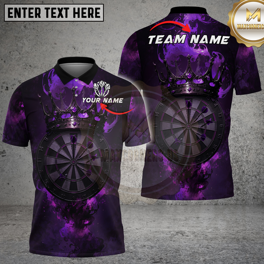 Maxcorners Royal Dark Crown Purple Smoke Gothic Dartboard Multicolor Options Personalized Name, Team Name 3D Shirt (4 Colors).
