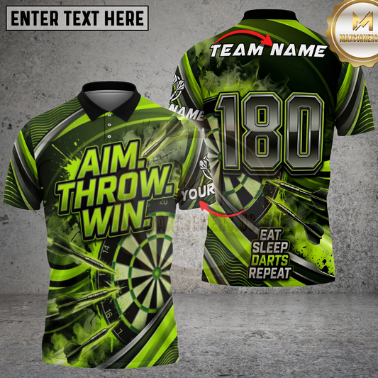 Maxcorners Aim Throw Win Green Dartboard Neon Lightning Multicolor Options Personalized Name, Team Name 3D Shirt (4 Colors).