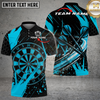 Maxcorners Dartboard Blue Splash Hexagon Pattern Multicolor Options Personalized Name, Team Name 3D Shirt
