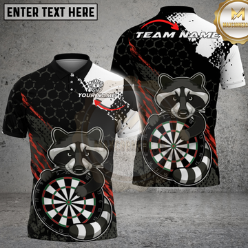Maxcorners Dart Raccoon Hexagon Grunge Multicolor Options Personalized Name, Team Name 3D Shirt