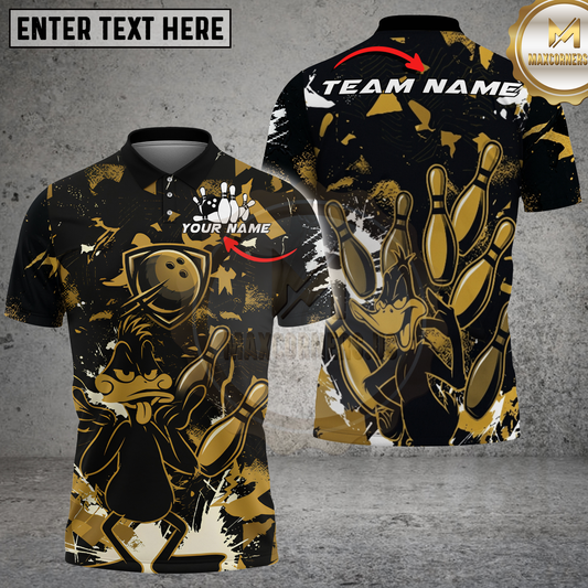 Maxcorners Bowling Duck Strike Graphic Multicolor Options Personalized Name, Team Name 3D Shirt
