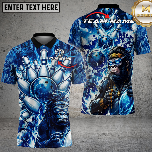 Maxcorners Bowling Gorilla Power Strike Multicolor Options Personalized Name, Team Name 3D Shirt