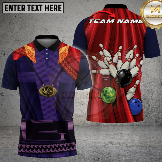 Maxcorners Bowling Superhero Costume Strike Multicolor Options Personalized Name, Team Name 3D Shirt