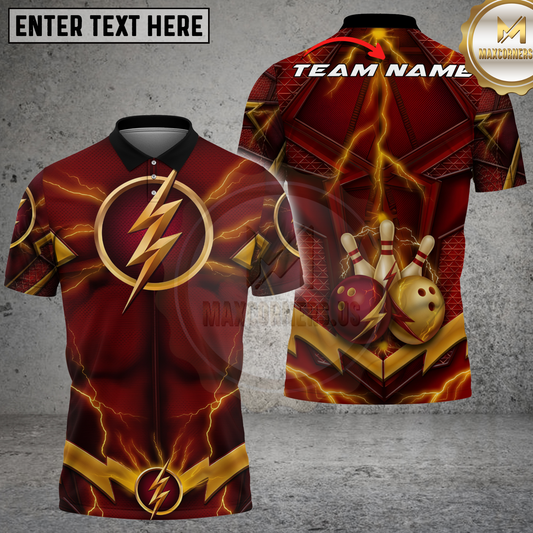 Maxcorners Bowling Speedster Lightning Hero Multicolor Options Personalized Name, Team Name 3D Shirt