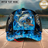 Maxcorners Walleye Ocean Wave Americana Stitch Multicolor Options Personalized Name (12 Fish Species)