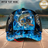 Maxcorners Walleye Ocean Wave Americana Stitch Multicolor Options Personalized Name (12 Fish Species)