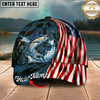 Maxcorners Catfish USA Flag Patriotic Style Multicolor Options Personalized Name (12 Fish Species)