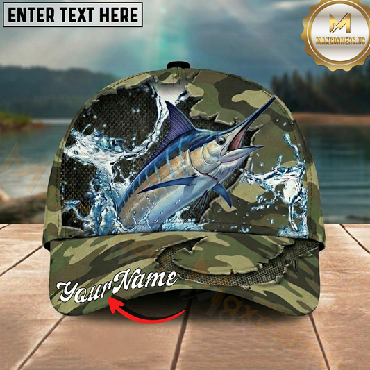 Maxcorners Fishing Cap Camo Predator Fish Design Multicolor Options Personalized Name (12 Fish Species)