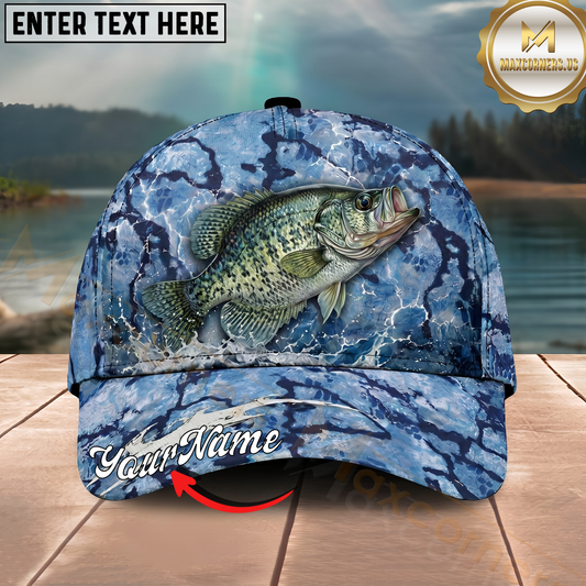 Maxcorners Fishing Cap Blue Water Camo Design Multicolor Options Personalized Name (12 Fish Species)