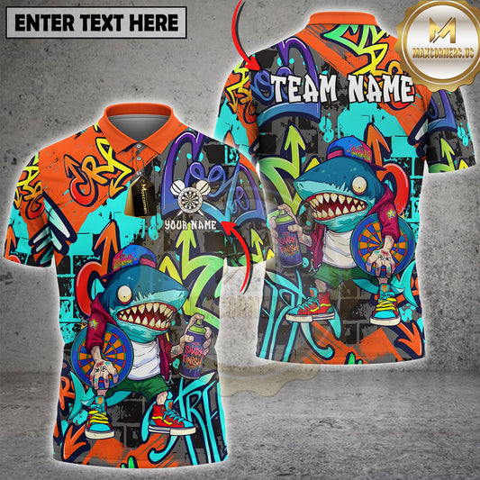 Maxcorners Graffiti Shark Darts Streetwear Multicolor Options Personalized Name, Team Name 3D Shirt (4 Colors)