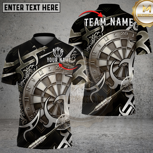 Maxcorners Dartboard Tribal Gold Pattern Multicolor Options Personalized Name, Team Name 3D Shirt (2 Colors)