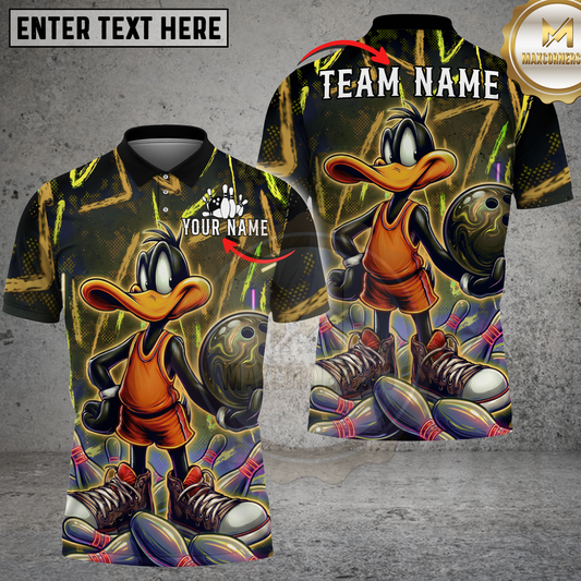 Maxcorners Duck Bowling Shirt Neon Graffiti Strike Art Multicolor Options Personalized Name, Team Name 3D Shirt (4 Colors)
