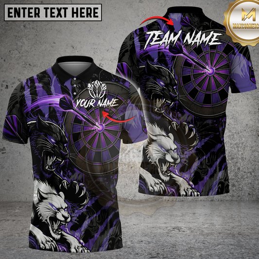 Maxcorners Darts Fierce Wolf Attack Multicolor Options Personalized Name, Team Name 3D Shirt (4 Colors)