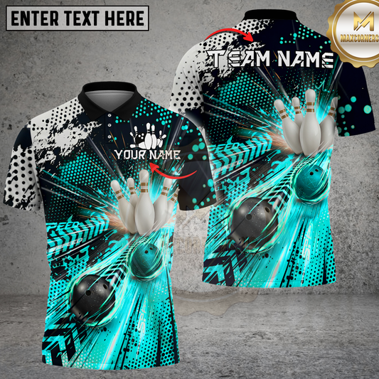 Maxcorners Bowling Strike Speed Graphic Multicolor Options Personalized Name, Team Name 3D Shirt (4 Colors)